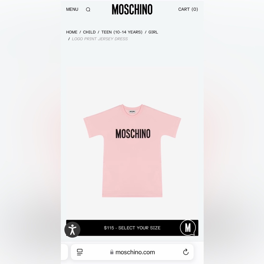 MOSCHINO Girls Jersey dress SIZE 12 NEW!!